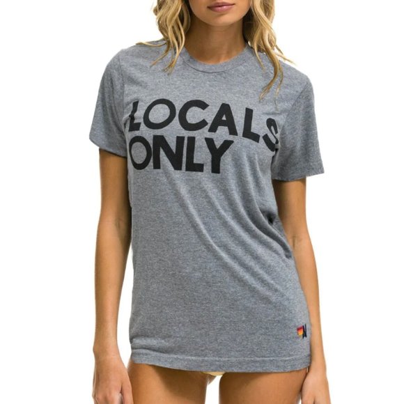 Aviator Nation Tops - Aviator Nation Locals Only Tee - Heather Grey